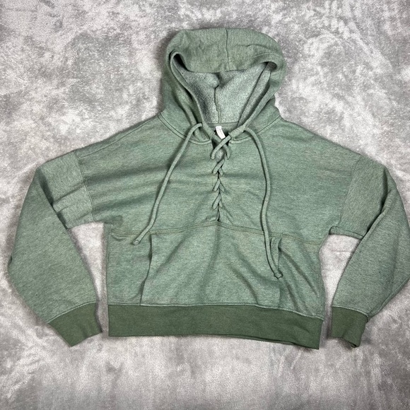 Free People Hoodie Womens Small FP Movement Believe It Lace Up Activewear Fit - Picture 3 of 8